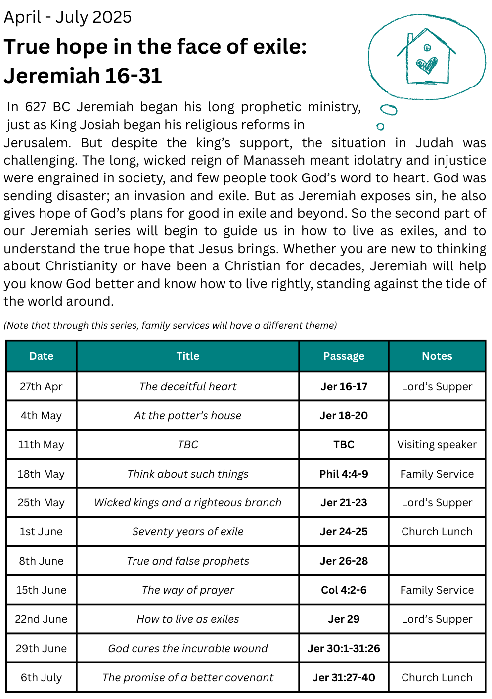 Sermon Series (April - July 20
